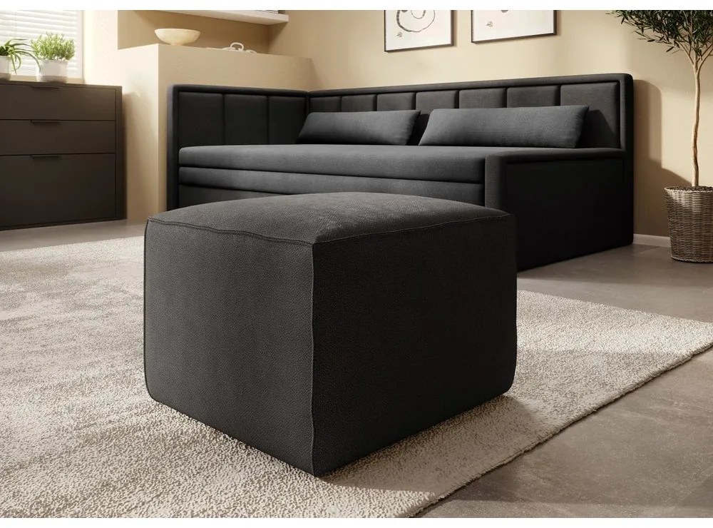 Canapea gri închis extensibilă/cu spațiu de depozitare cu tapițerie din chenille 214 cm Fulgeo – ELTAP