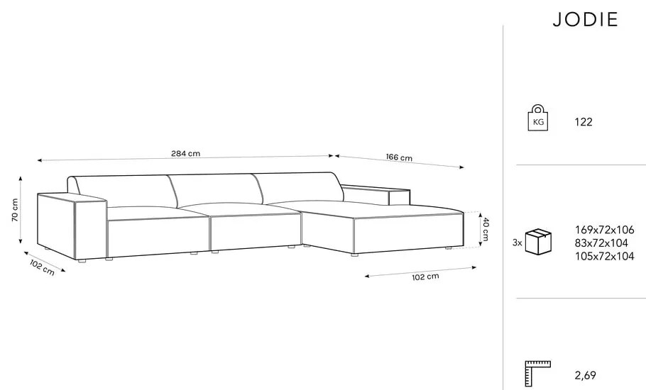 Colțar bej cu tapițerie bouclé (pe partea dreaptă) Jodie – Micadoni Home