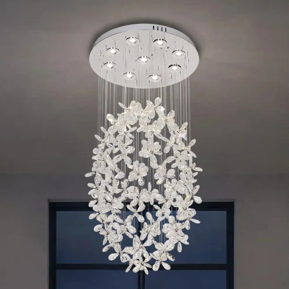 Plafonieră cu cristale LED SAMOA LED/30W/230V Ø 40 cm crom lucios + telecomandă