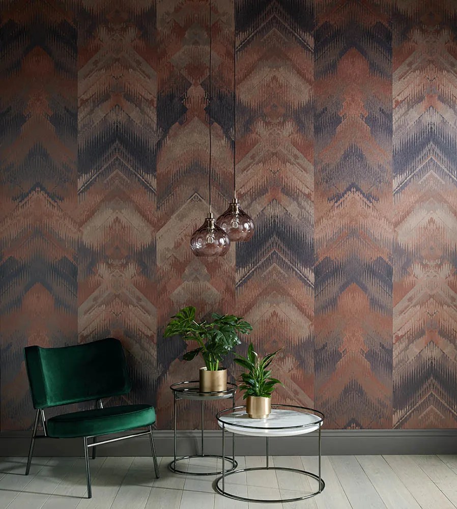 Tapet Reflections, Copper Luxury Geometric, 1838 Wallcoverings, 6.5mp / rola