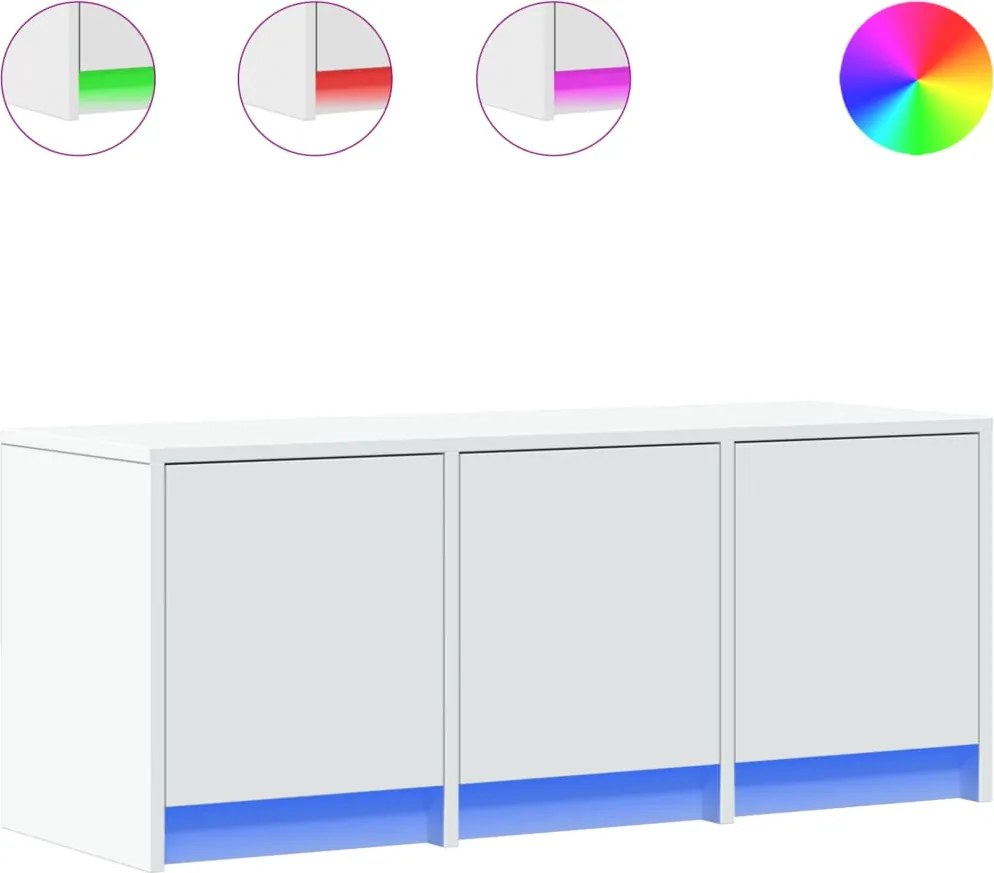 vidaXL Dulap TV cu LED, alb, 97x34x40 cm, lemn prelucrat