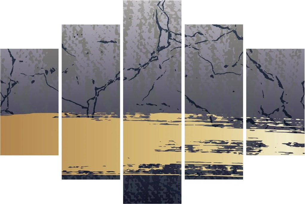 Tablou - Albastru și aur abstracție N⁰1 (150x105 cm)