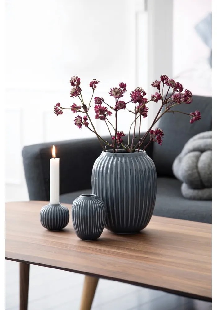 Vază din gresie Kähler Design Hammershoi, ⌀ 8,5 cm, gri antracit