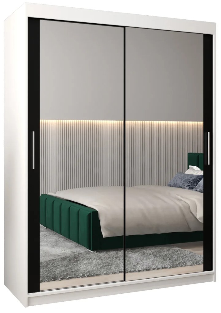 Dulap de haine 150 cm Toki 3 (alb mat + negru mat). 1065070