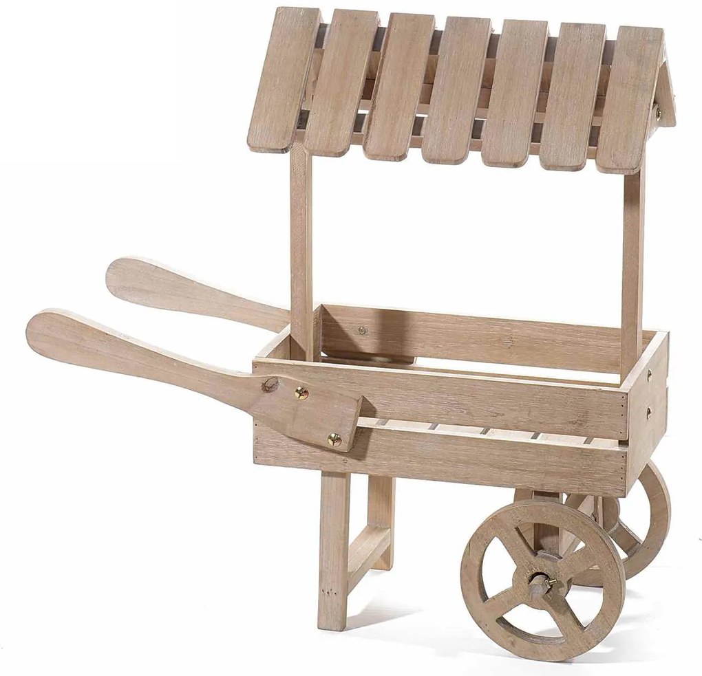 Carucior candy bar din lemn natur 53 cm x 26 cm x 56.5 h