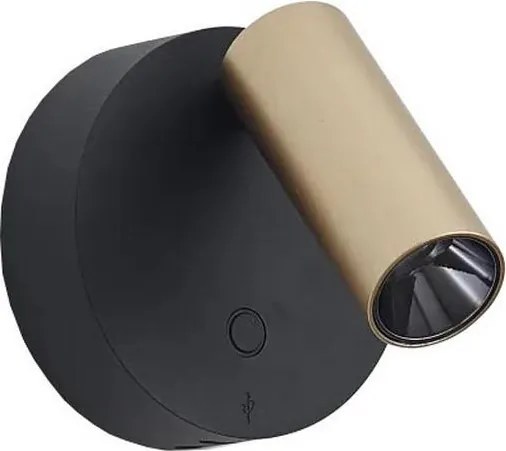 Ideal Lux - Aplica spot de perete ELF, LED dimmabil, 3W, 230V, CRI 95, auriu/negru