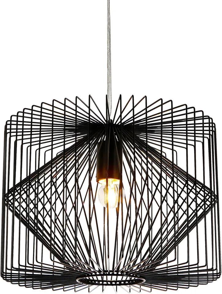 Lampa suspendata design decorativ Oklahoma - Ø:26 x 35 cm, negru (1 x E27)
