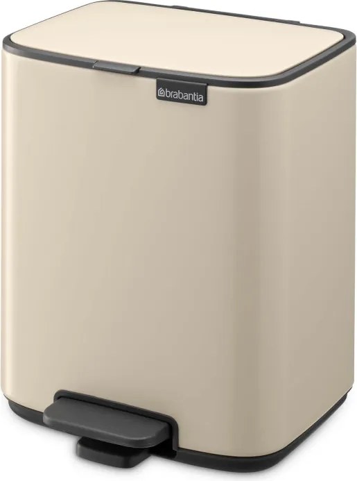 Cos de gunoi Brabantia Bo Pedal 1010077, 7 l, Inchidere lenta, Baza cauciucata, Bej