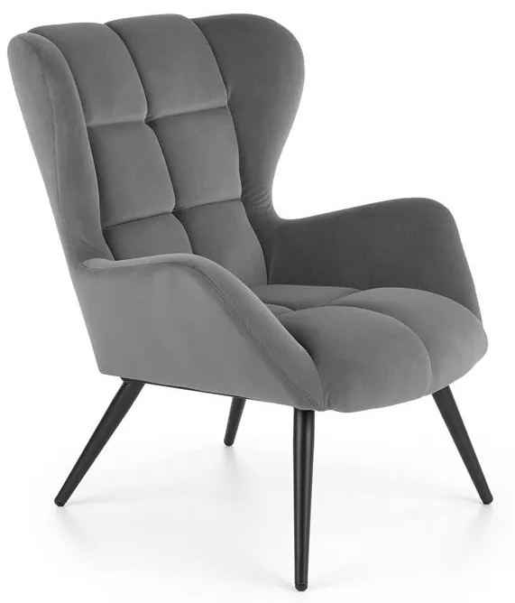 Fotoliu Tyrion velvet gri H91 cm