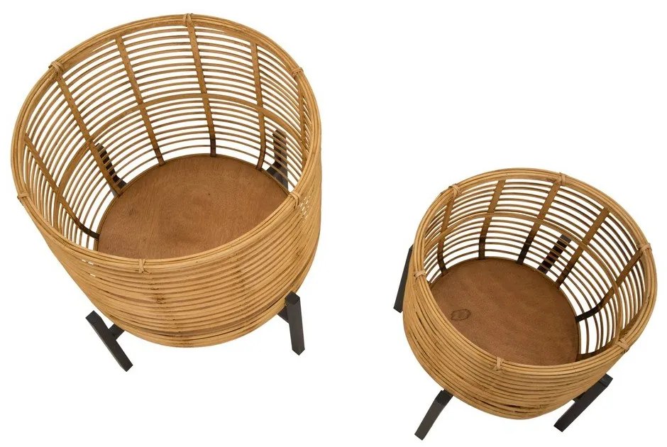 Set 2 suporturi pentru ghivece din ratan Mauro Ferretti, înălțime 47 cm