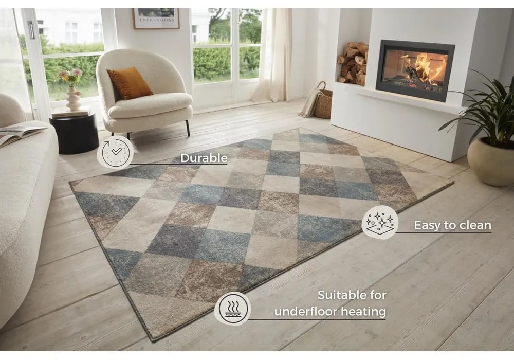 Covor albastru/bej 160x235 cm Terrain – Hanse Home