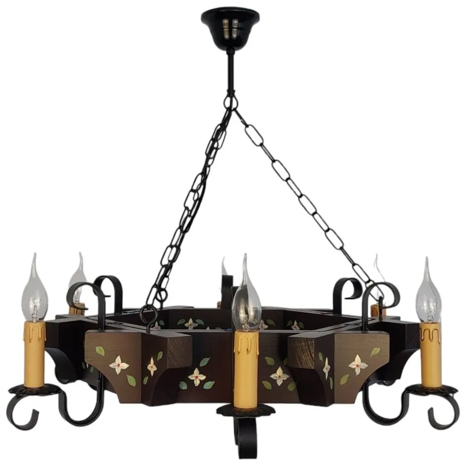 Candelabru fabricat manual din lemn pictat Queen 6L