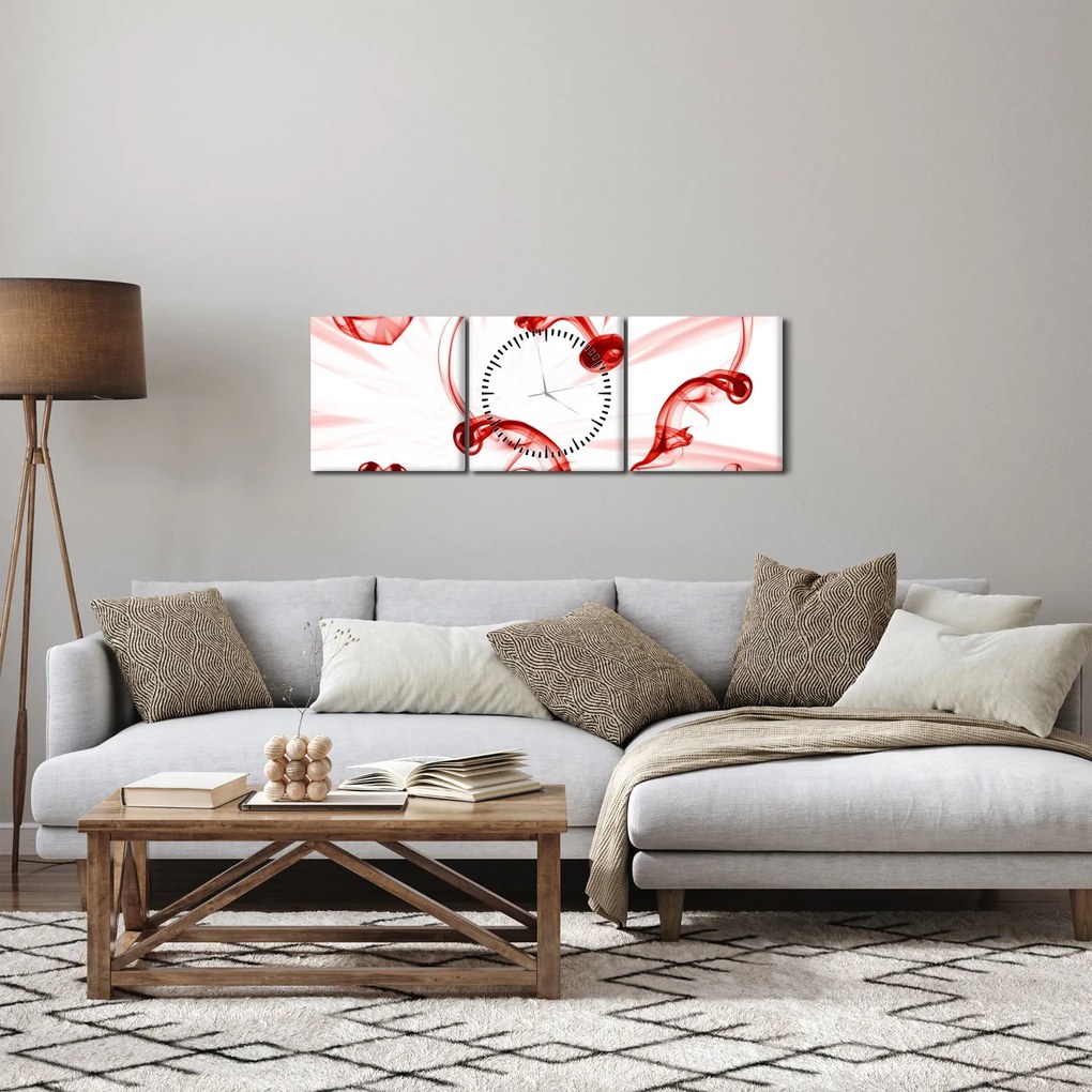 Tablou cu inima din fum (cu ceas) (90x30 cm)