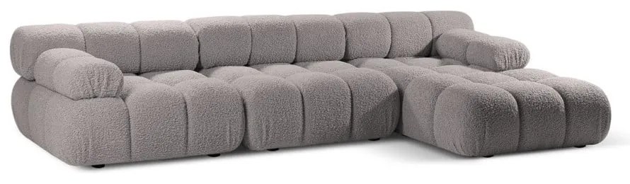 Colțar modular gri deschis cu tapițerie din țesătură bouclé (cu colț pe partea dreaptă) Bellis – Micadoni Home