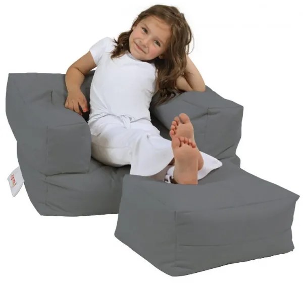 Fotoliu Puf Bean Bag cu Taburet Puf Kids Single Seat Pouffe - Fume