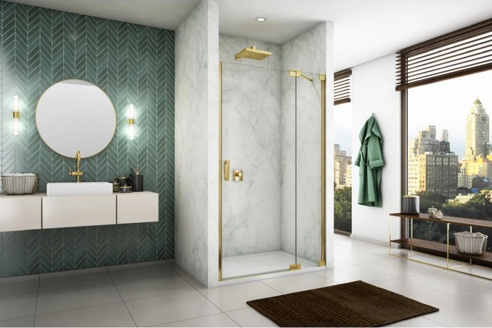 Usa dus batanta 100x200 cm cu segment fix Sanswiss Cadura auriu lucios deschidere dreapta Dreapta, 1000x2000 mm