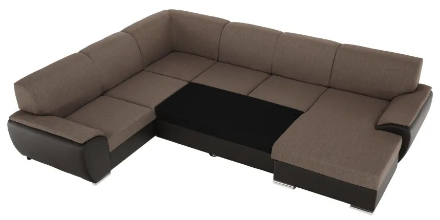 Colţar în formă de U, material textil maro/piele ecologică maro, dreapta, EMILY U