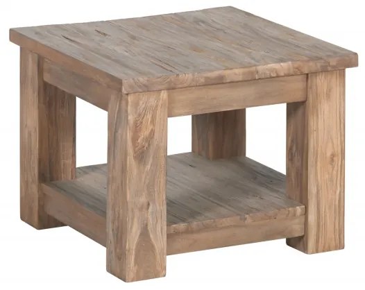 Masuta de cafea patrata din lemn cu spatiu de depozitare 60x60x45 cm maro