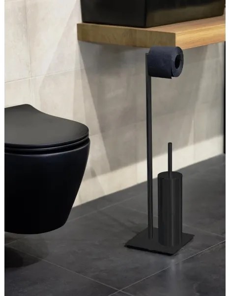 WENKO 71556800 - Set WC RECCO 20 x 71,5 cm, negru