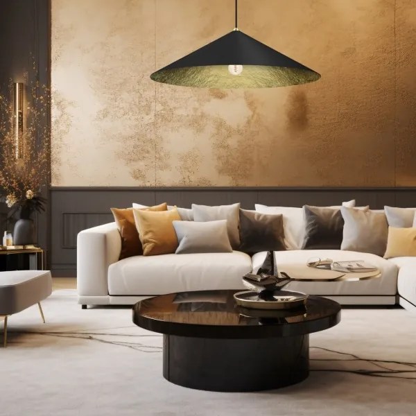 Lustră pe cablu FUJI 1xE27/60W/230V d. 90 cm negru/auriu