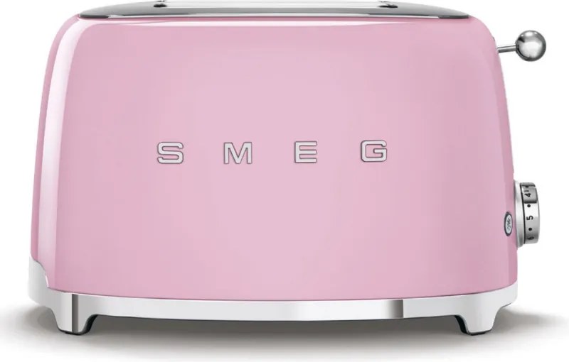 Prajitor de paine SMEG 50's Style TSF01PKEU, 950 W, 2 felii, 6 trepte, Tava pentru firimituri, Cablu integrat, Otel inoxidabil, Roz