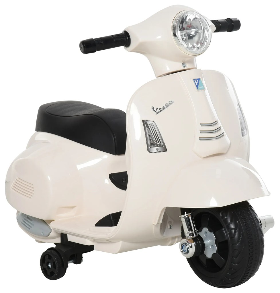 Motocicleta Electrica HOMCOM pentru Copii varsta 18-36 luni, Licenta Oficiala Vespa Baterie 6V, 66.5x38x52cm | Aosom Romania