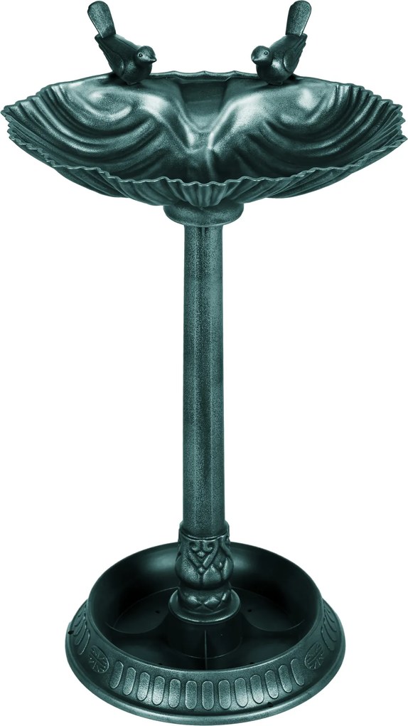 Outsunny Baie pentru păsări adăpătoare stil antic 81 cm cu bază jardinieră, hrănitoare și bazin pentru păsări pe picior, bronz verde | Aosom Romania
