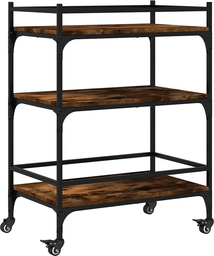 vidaXL Cărucior de bucătărie stejar fumuriu 65x40x86,5cm lemn prelucrat