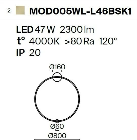 Aplica LED de perete design modern Halo alama 80cm