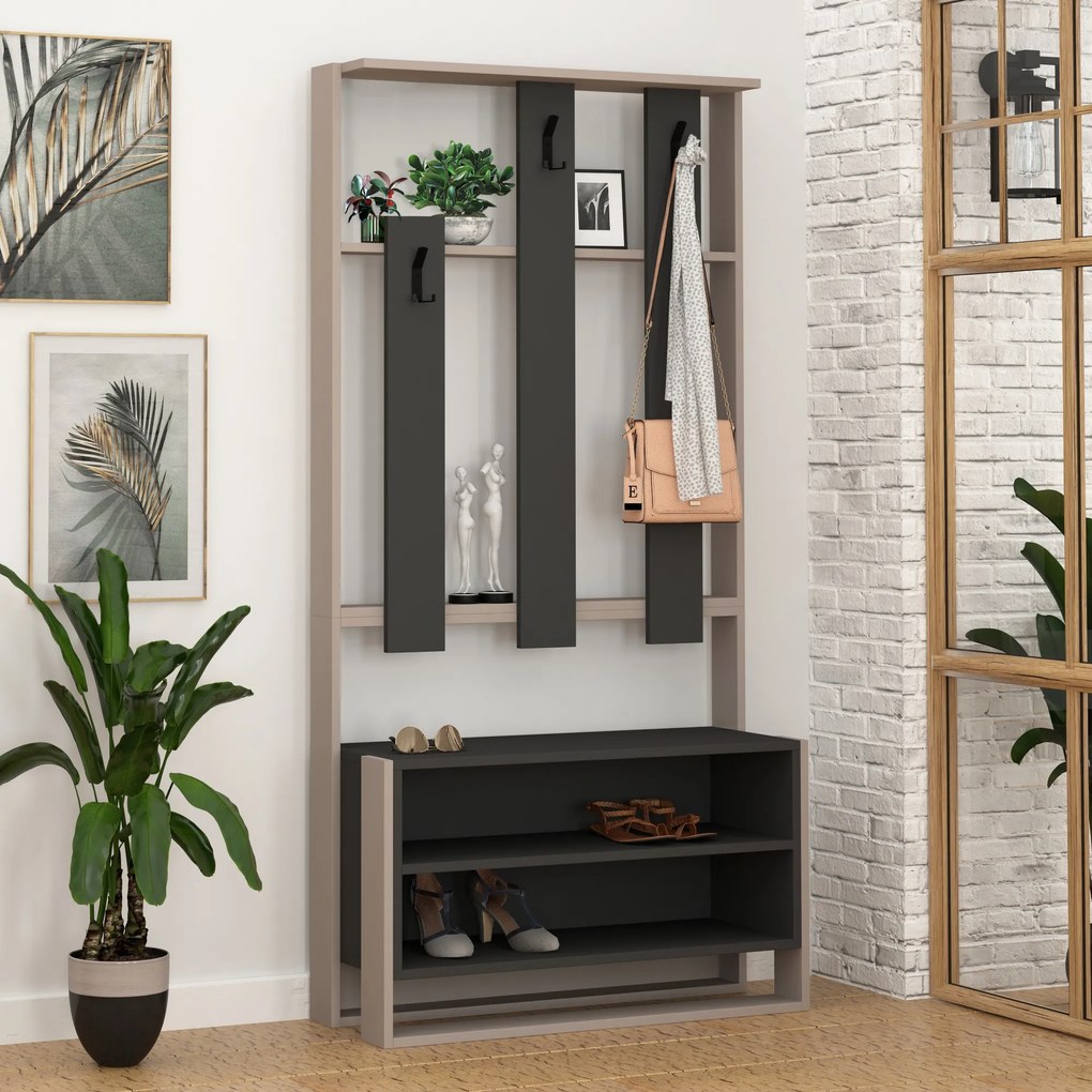 Set mobilier pentru hol Chulio (Mokka + Antracit). 1071993