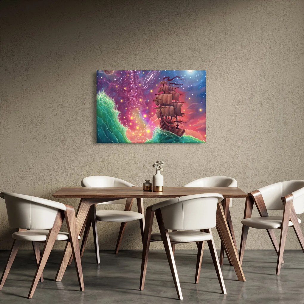 Tablou - Cerul spațial cu navă (90x60 cm)