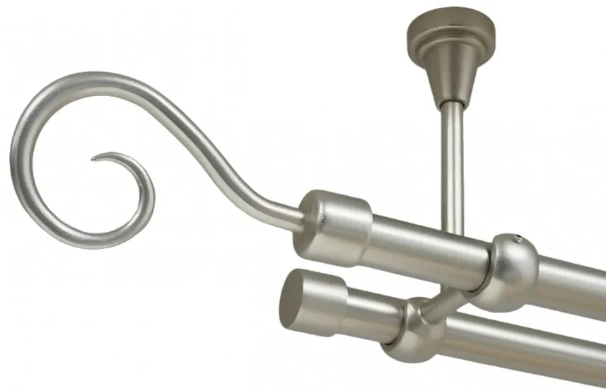 Galerie dubla hak fara inele prindere tavan 19/19 mm crom mat (Alege marime: 200 cm)