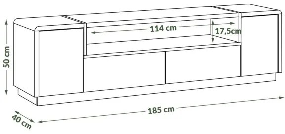 Comodă de televizor FRED antracit/stejar artizan