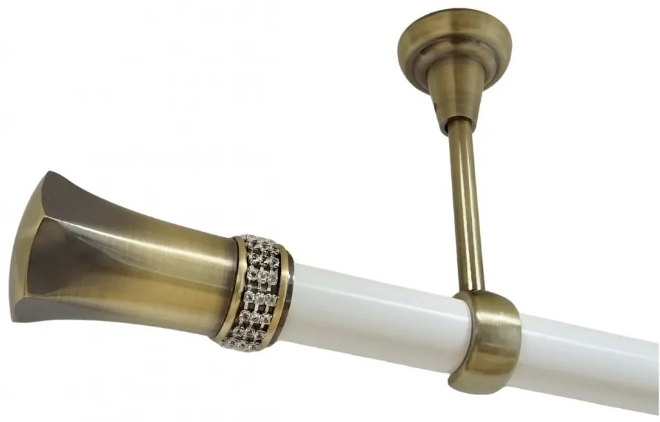 Galerie tavan fara inele PLUTON CRUSTAL /25 - alb/aur antic (Alege marime: 360 cm)