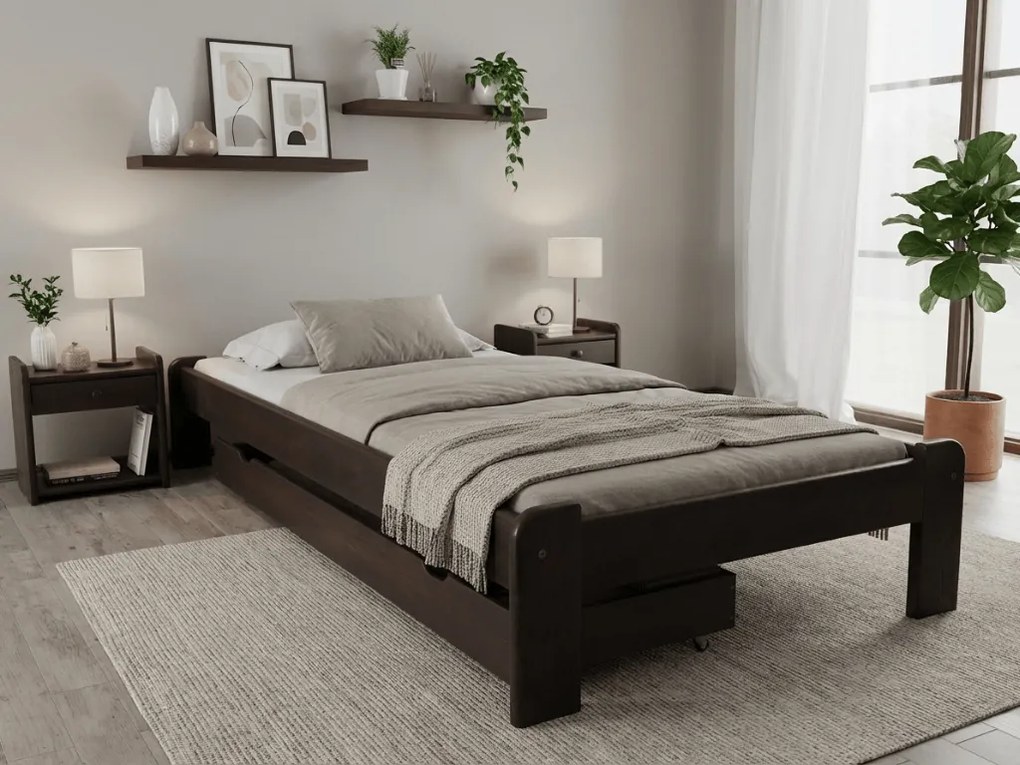 Pat de o persoana ADA 90x200 cm, nuc Saltele: Cu saltele Coco Maxi 20 cm, Somiera pat: Fara somiera