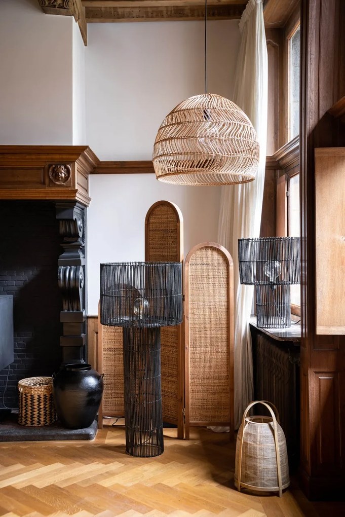 Paravan decorativ, din rattan si lemn de pin, Namaste