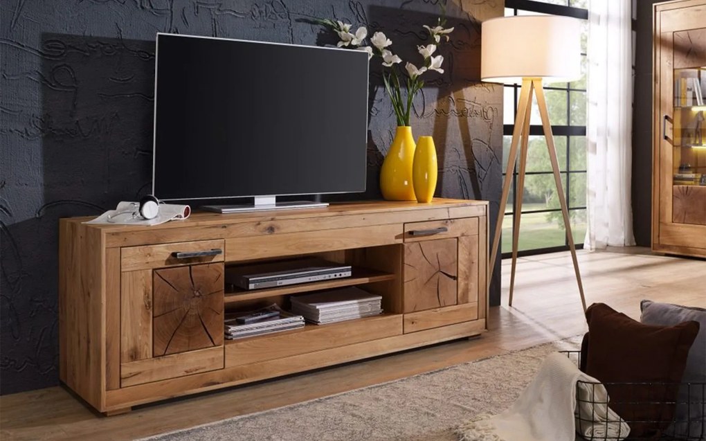 Comodă TV lemn masiv Rustic Home, 150 × 46 × 62 cm
