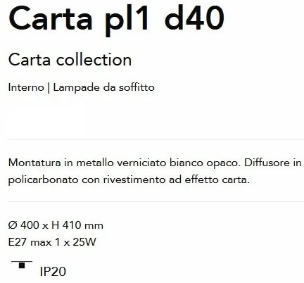 Plafoniera stil minimalist Carta pl1 d40
