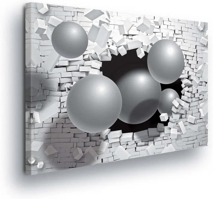 GLIX Tablou - White Wall with Silver Balls 100x75 cm