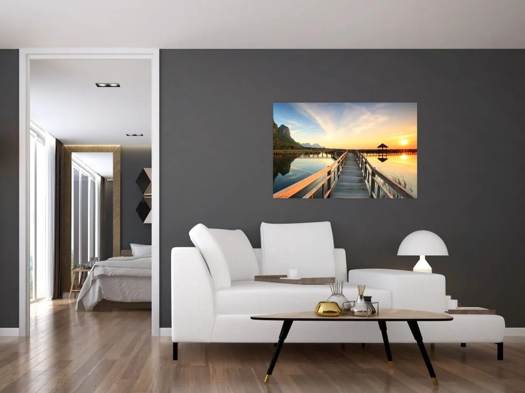 Tablou ponton din lemn (90x60 cm)