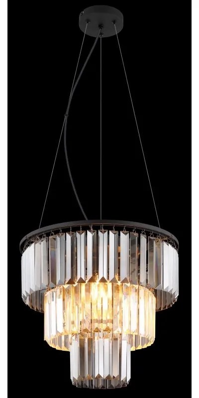 Lustra suspendata design modern NAXIS 3L negru/fumuriu