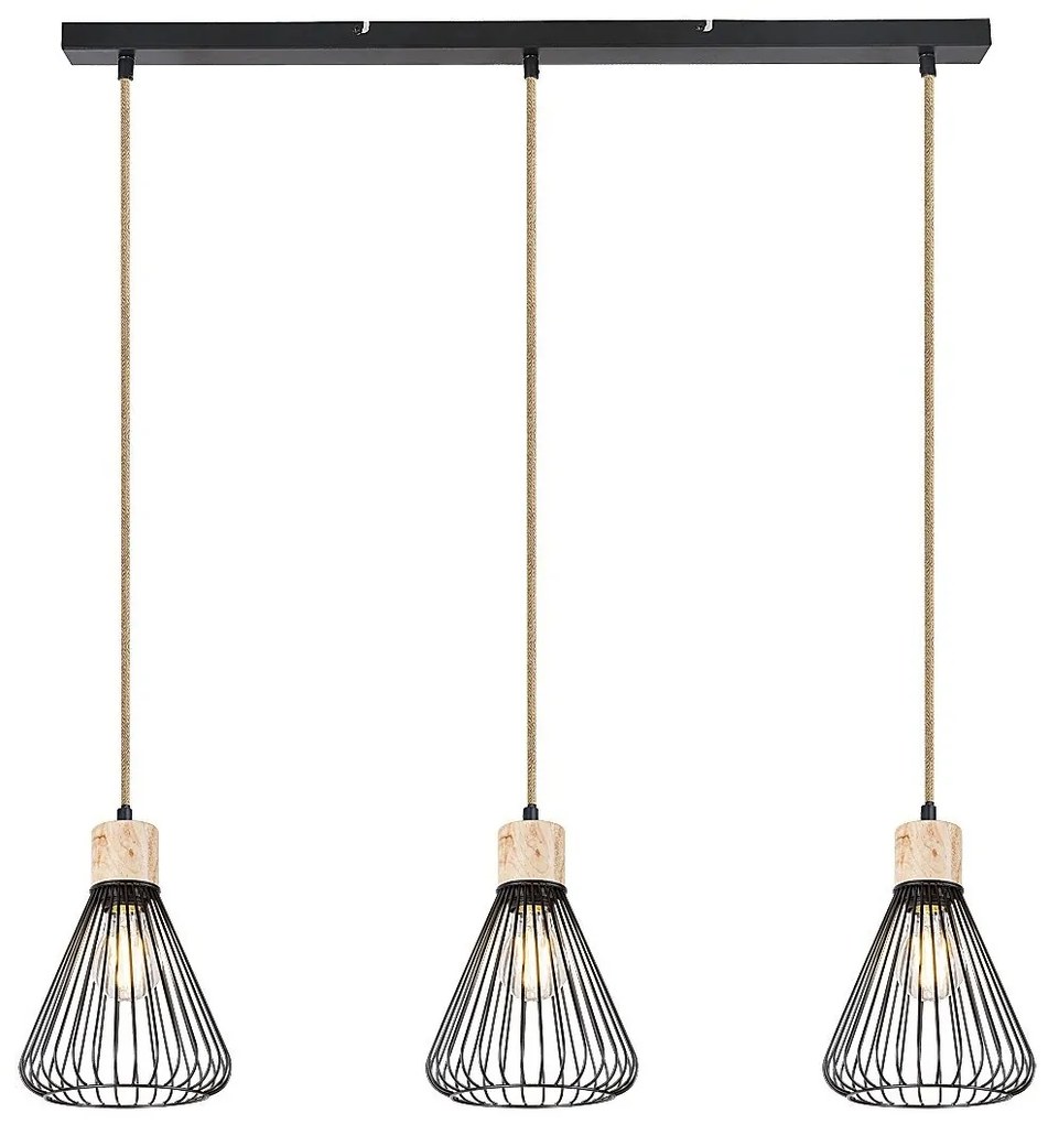 Lustra cu 3 pendule design industrial Farfalle negru