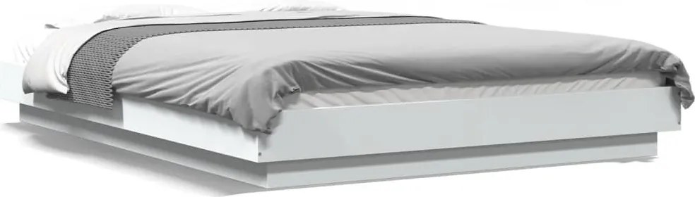 vidaXL Cadru de pat, alb, 120x200 cm, lemn prelucrat