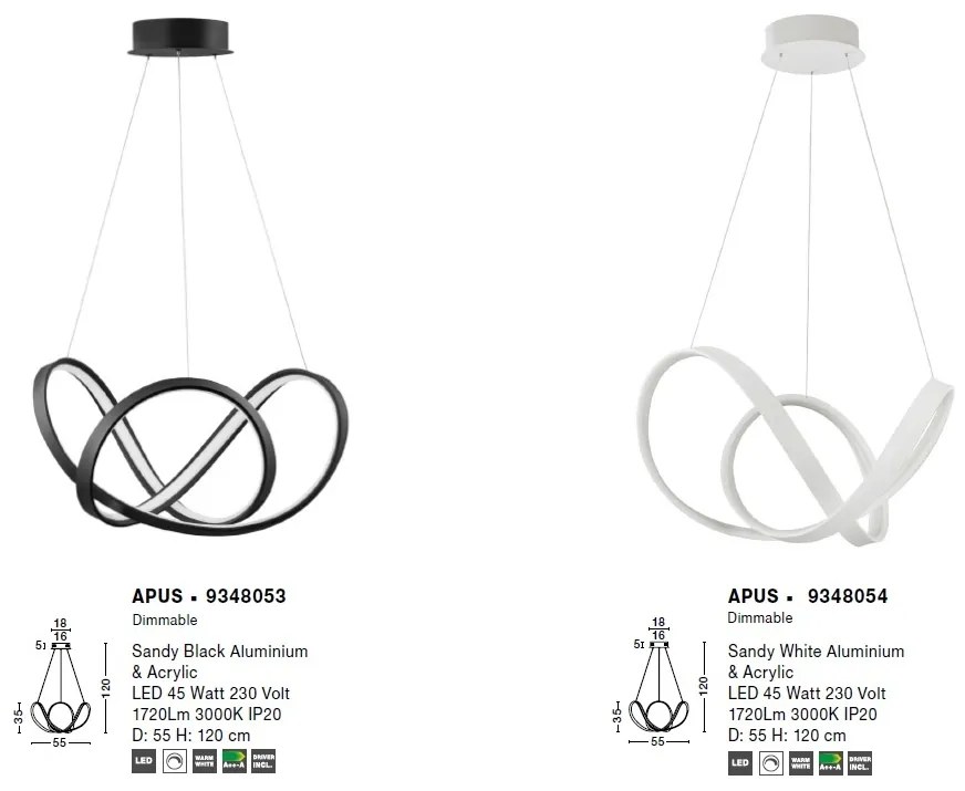 Lustra LED suspendata design modern APUS alba NVL-9348054