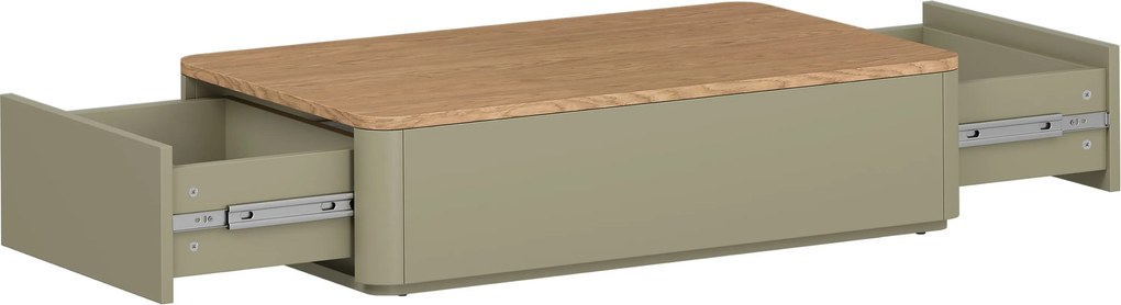 Măsuță de cafea Amilio 100 cm cu sertare - eucalipt / stejar baltic dune