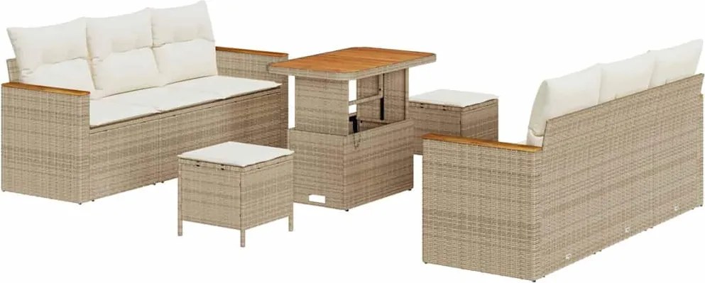 vidaXL Set de canapele pentru grădină 11 pcs Bej și crem poliratan