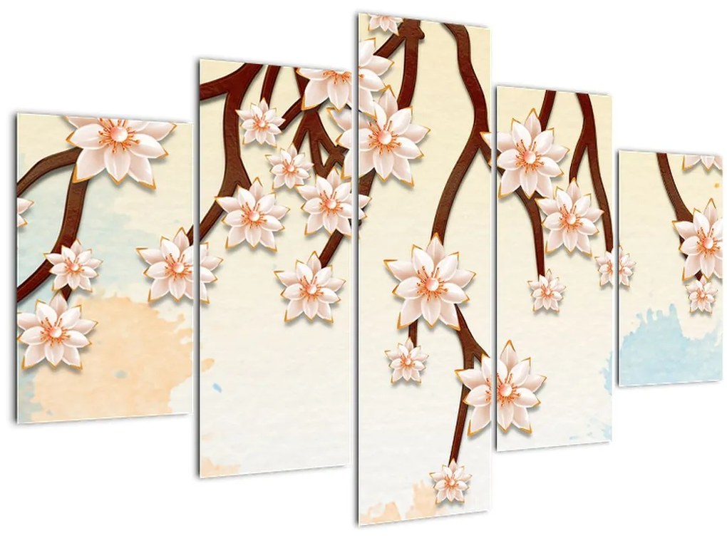 Tablou - Flori colorate pe ramuri (150x105 cm)