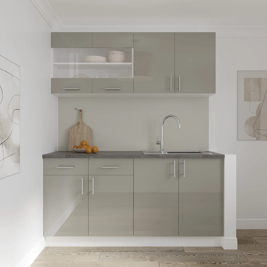 Corp Masca Chiuveta Karo, 2 Usi, Gri Lucios/Alb, MDF, 80 x 50 x 80 cm