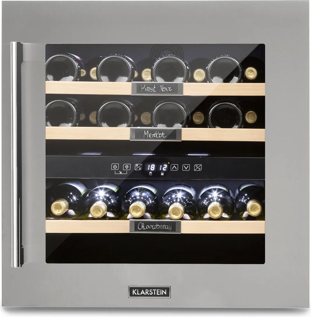 Klarstein Vinsider 36, răcitor de vinuri, 2 zone de răcire, 5-22°C, 94l, oțel inoxidabil