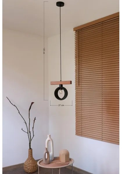 Duolla - Pendul pe cablu IRONLINE 1xE27/15W/230V pin stejar/negru